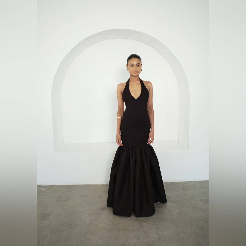 Black Halter Mermaid Maxi Dress